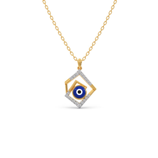 Blue Evil Eye Diamond Pendant - Yellow