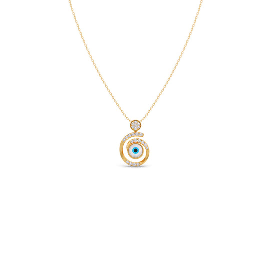 Round Diamond Evil Eye Pendant - Yellow