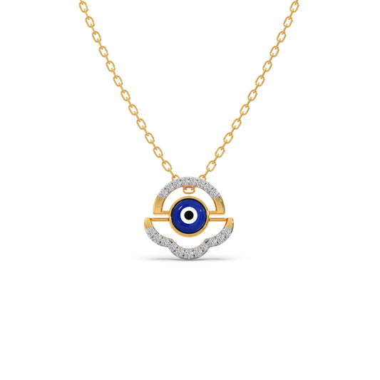 Evil Eye Geometric Diamond Pendant - Yellow