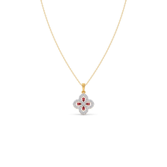Crimson Clover Diamond Chain Pendant - Yellow