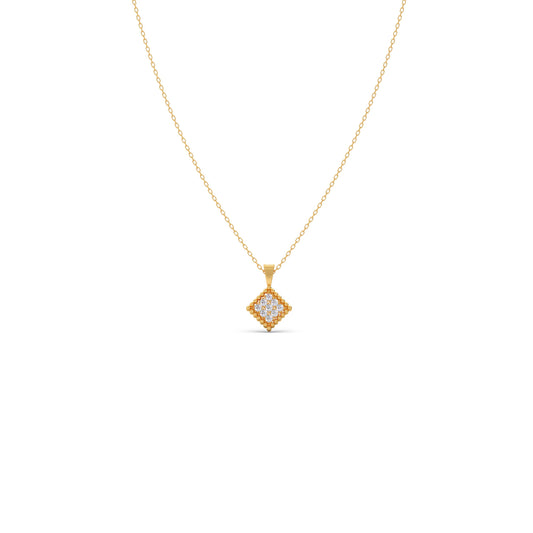 Square Cluster Diamond Pendant - Yellow