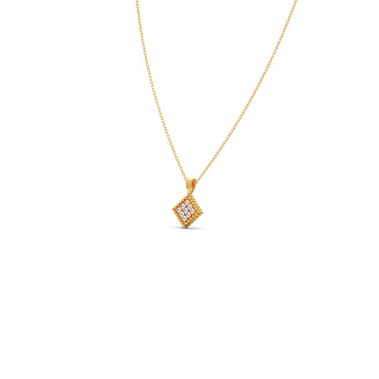 Square Cluster Diamond Pendant - Yellow