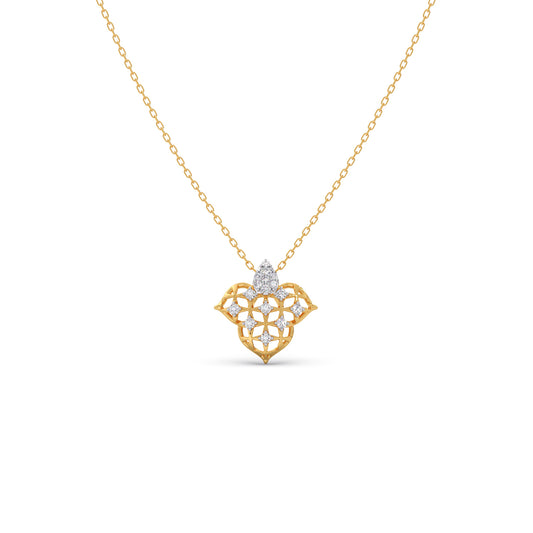 Victorian Lattice Diamond Chain Pendant - Yellow