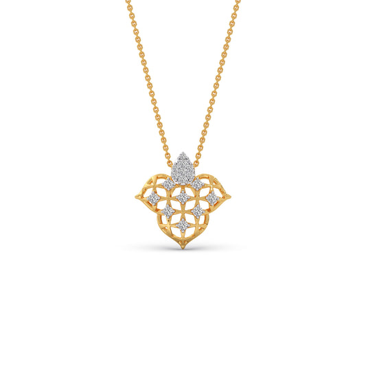 Victorian Lattice Diamond Chain Pendant - Yellow