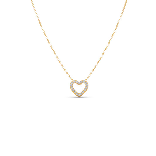 Hollow Heart Diamond Pendant - Yellow