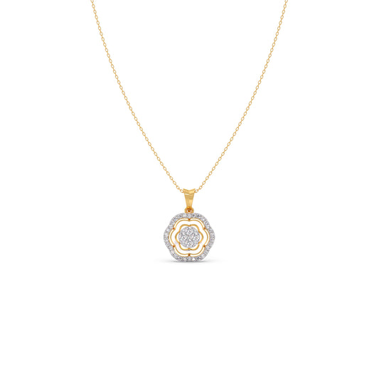 Bloom Cluster Diamond Chain Pendant - Yellow