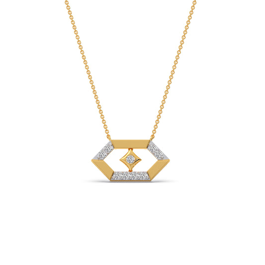 Lattice Diamond Pendant Necklace - Yellow