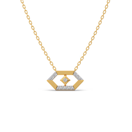 Lattice Diamond Pendant Necklace - Yellow