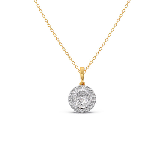 Portuguese Solaris Halo-Diamond Chain Pendant - Yellow