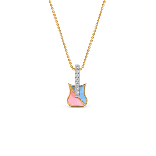Melody Miniature Diamond Guitar Kids Pendant With chain