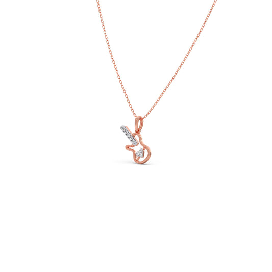 Little Rock Star Diamond Kids Pendant With Chain - Rose