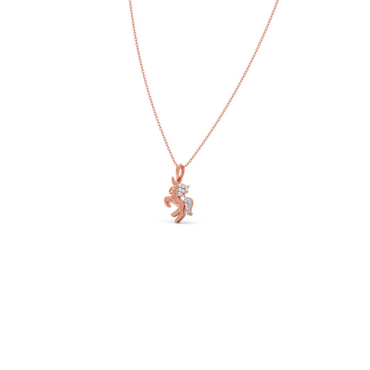 Unicorn Dazzle Diamond Kids Pendant With Chain - Rose