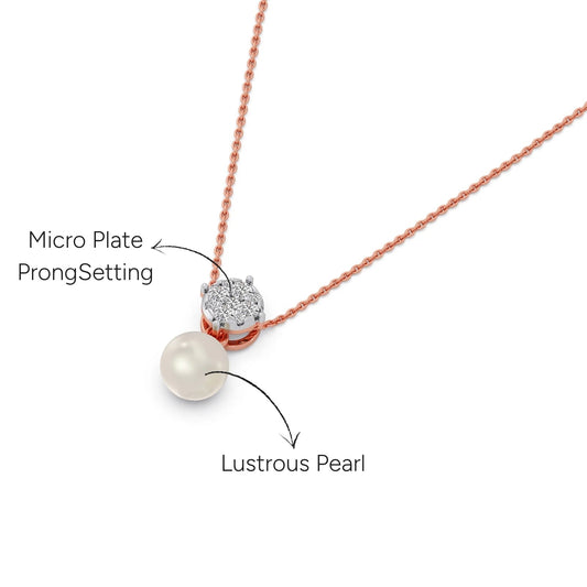 Everlasting Bloom Pearl Diamond Pendant - Rose
