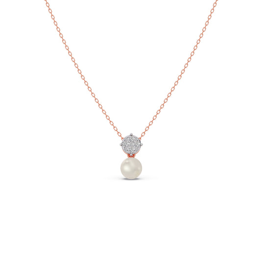 Everlasting Bloom Pearl Diamond Pendant - Rose