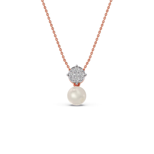 Everlasting Bloom Pearl Diamond Pendant - Rose
