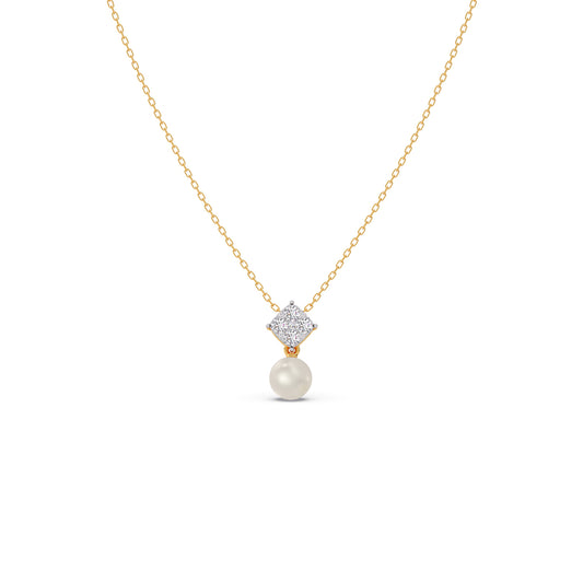 lozenge Pearls Diamond Chain Pendant - Yellow