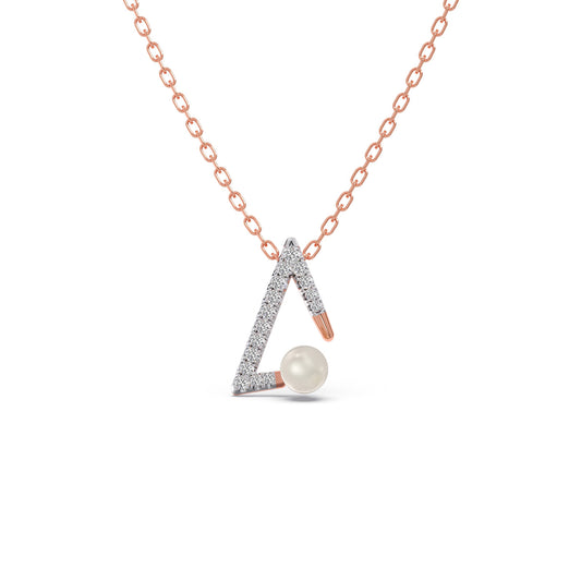 Chevron Pearls Diamond Pendant - Rose