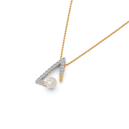 Chevron Pearls Diamond Pendant - Yellow