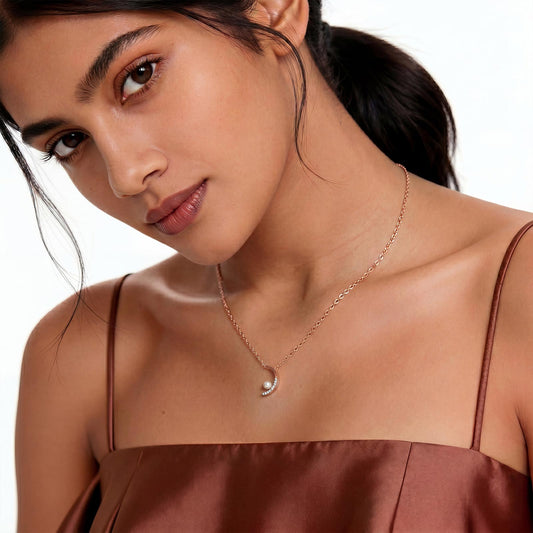 Floating-Pearls Diamond Arc Chain Pendant - MQ_AI
