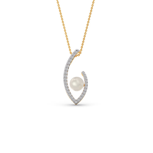 Ivory Crescent-Pearls Diamond Pendant