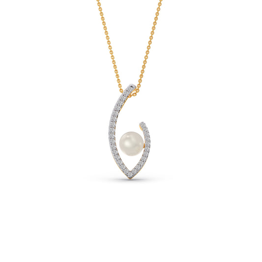 Ivory Crescent-Pearls Diamond Pendant - Yellow
