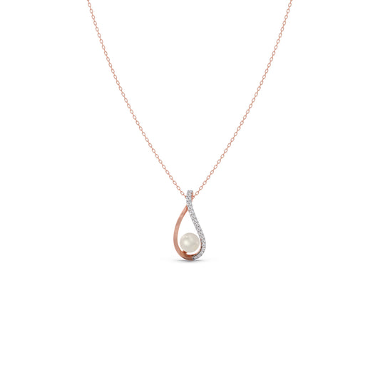 Ivory Grace Pearl Diamond Pendant - Rose