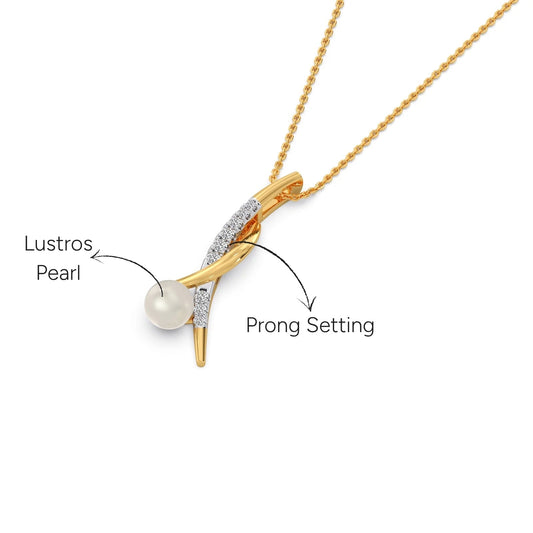 Comet-Pearls Diamond Chain Pendant - Yellow