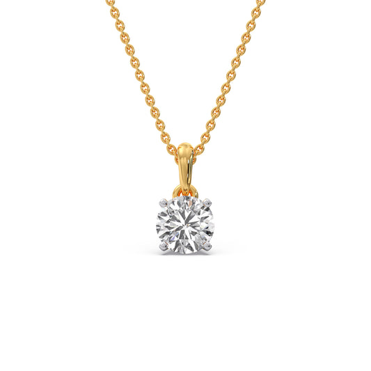 Pristine Round Solitaire Pendant - Yellow