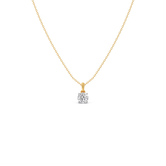 Minimalist Round Solitaire Pendant - Yellow