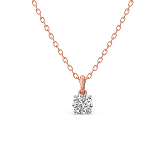 Shimmering Round Solitaire Pendant - Rose