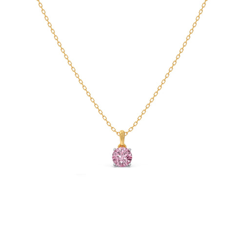 Rose Quartz Colour Round Diamond Pendant