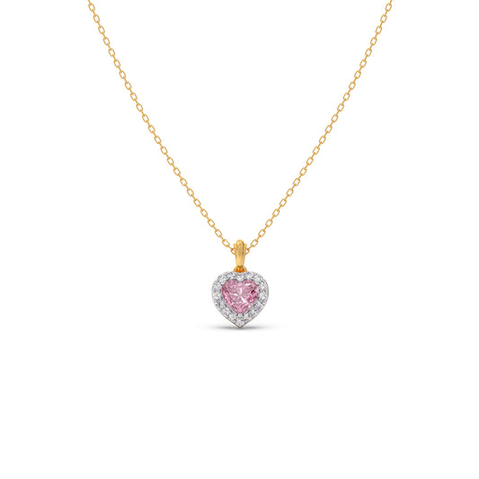 Heart Gem Halo Diamond Pendant - Yellow