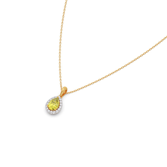 Canary Halo Diamond Chain Pendant - Yellow