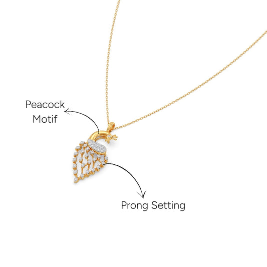 Empress Peacock Diamond Chain Pendant - Yellow