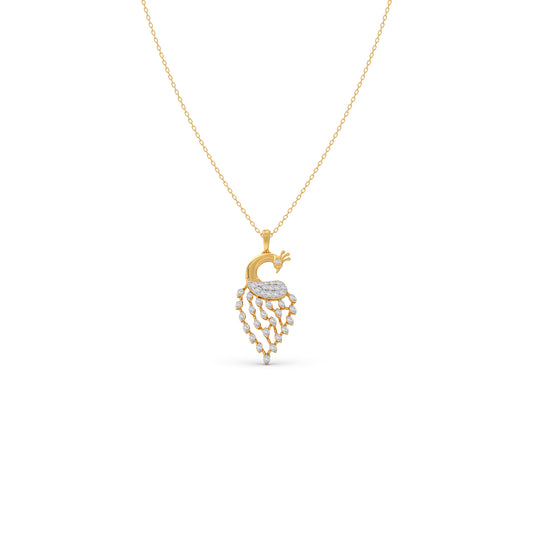 Empress Peacock Diamond Chain Pendant - Yellow