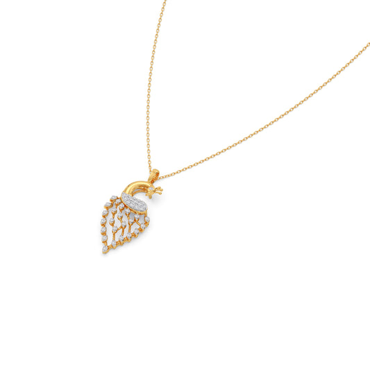 Empress Peacock Diamond Chain Pendant - Yellow