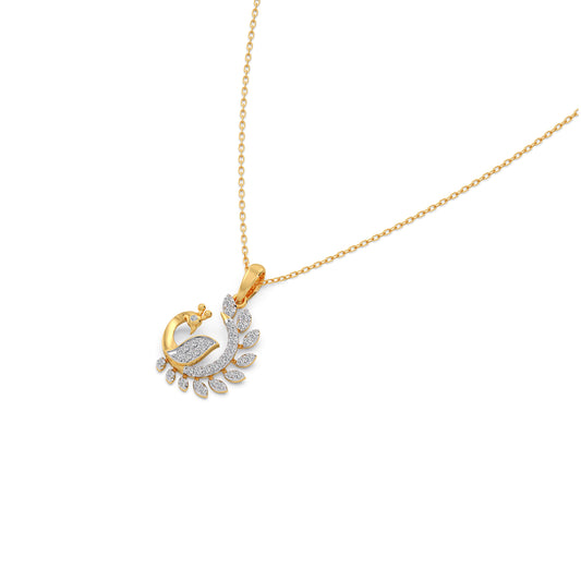 Majestic Peacock Diamond Chain Pendant - Yellow