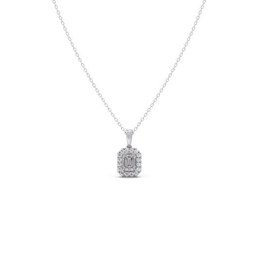 Windsor Halo Solitaire Chain Pendant - White