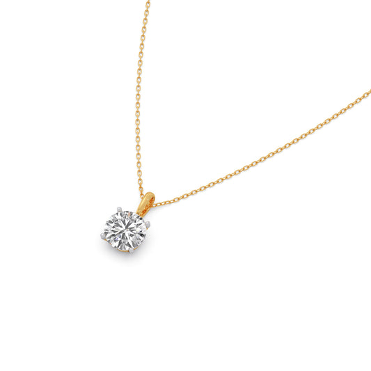 Lustrous Round Solitaire Chain Pendant - Yellow