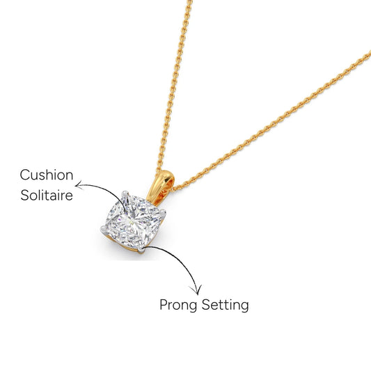 2ct Classic Cushion Solitaire Chain Pendant - Yellow
