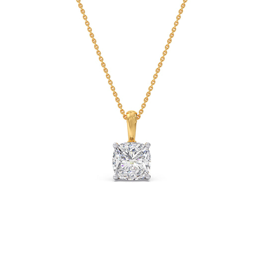 2ct Classic Cushion Solitaire Chain Pendant - Yellow