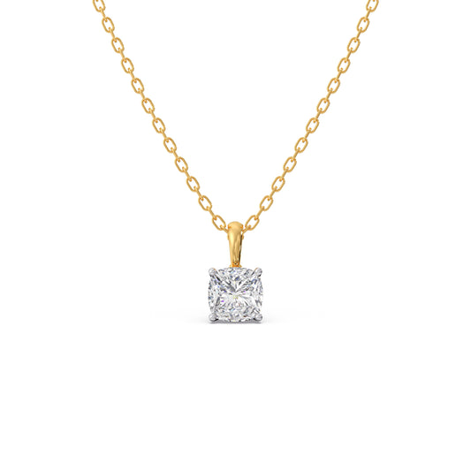 2ct Classic Cushion Solitaire Chain Pendant - Yellow