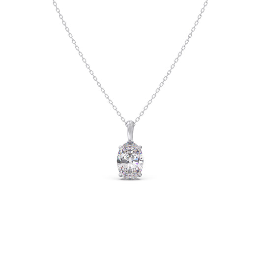 2ct Luminous Oval Solitaire Chain Pendant - White