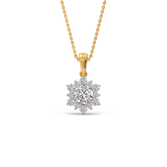 0.72 ct Nakshatra Classic Round Diamond Chain Pendant - Yellow