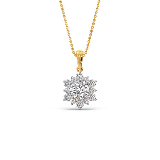 1.27 ct Nakshatra Cluster Round Diamond Chain Pendant - Yellow