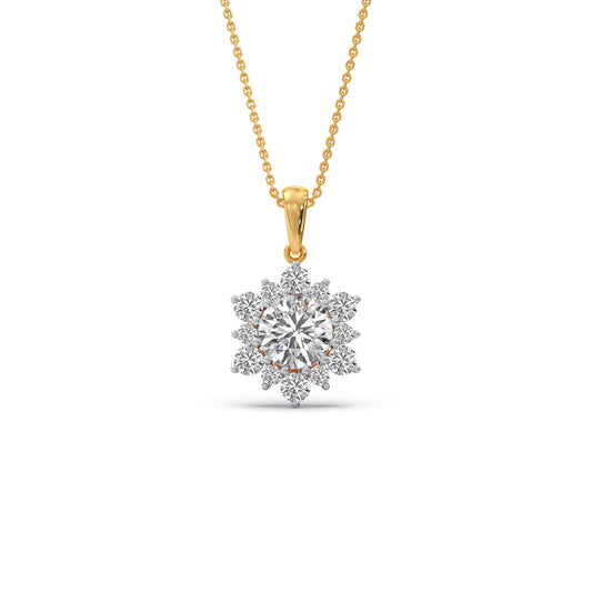 1.58 ct Nakshatra Sparkling Round Diamond Chain Pendant - Yellow