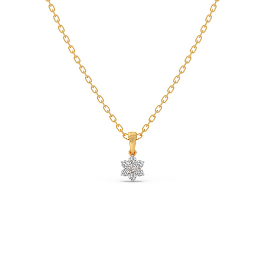 Nakshatra Floret Cluster Diamond Chain Pendant - Yellow