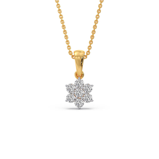 Nakshatra Celestial Round Diamond Chain Pendant - Yellow