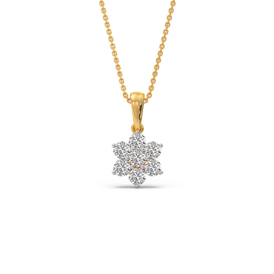 Nakshatra Luminous Round Diamond Chain Pendant - Yellow