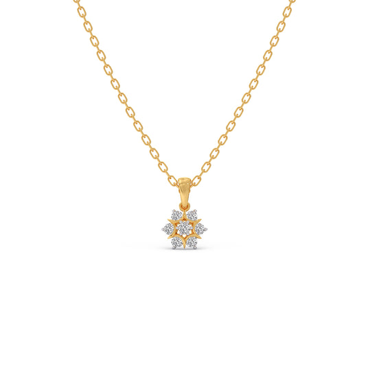 Nakshatra Floral Cluster Diamond Chain Pendant - Yellow